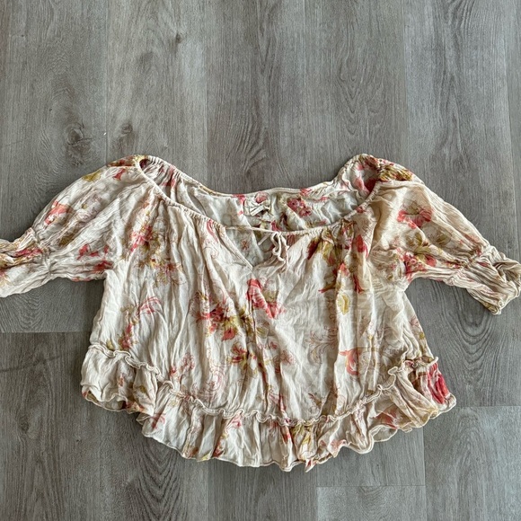 Ralph Lauren Off shoulder Short Sleeve Floral Western Blouse Denim and Supply - Picture 1 of 8